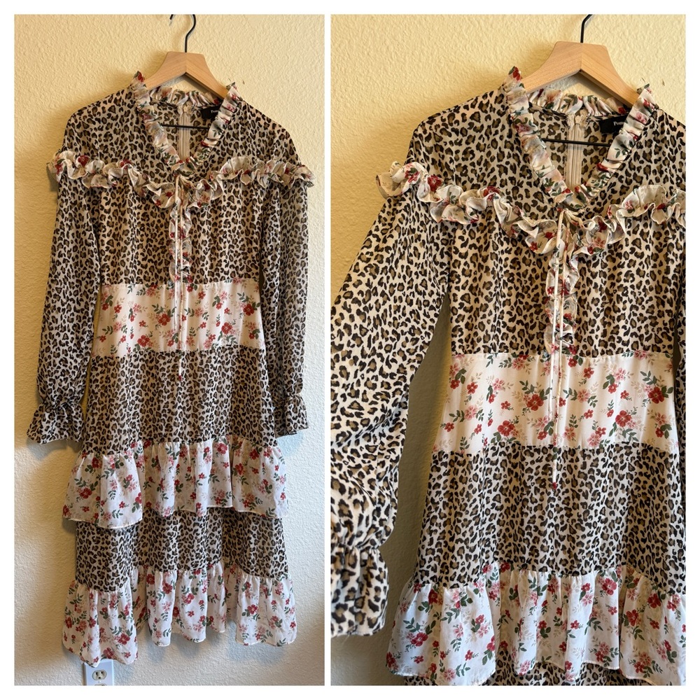 POMELO Leopard and Floral Dress-Size M run small